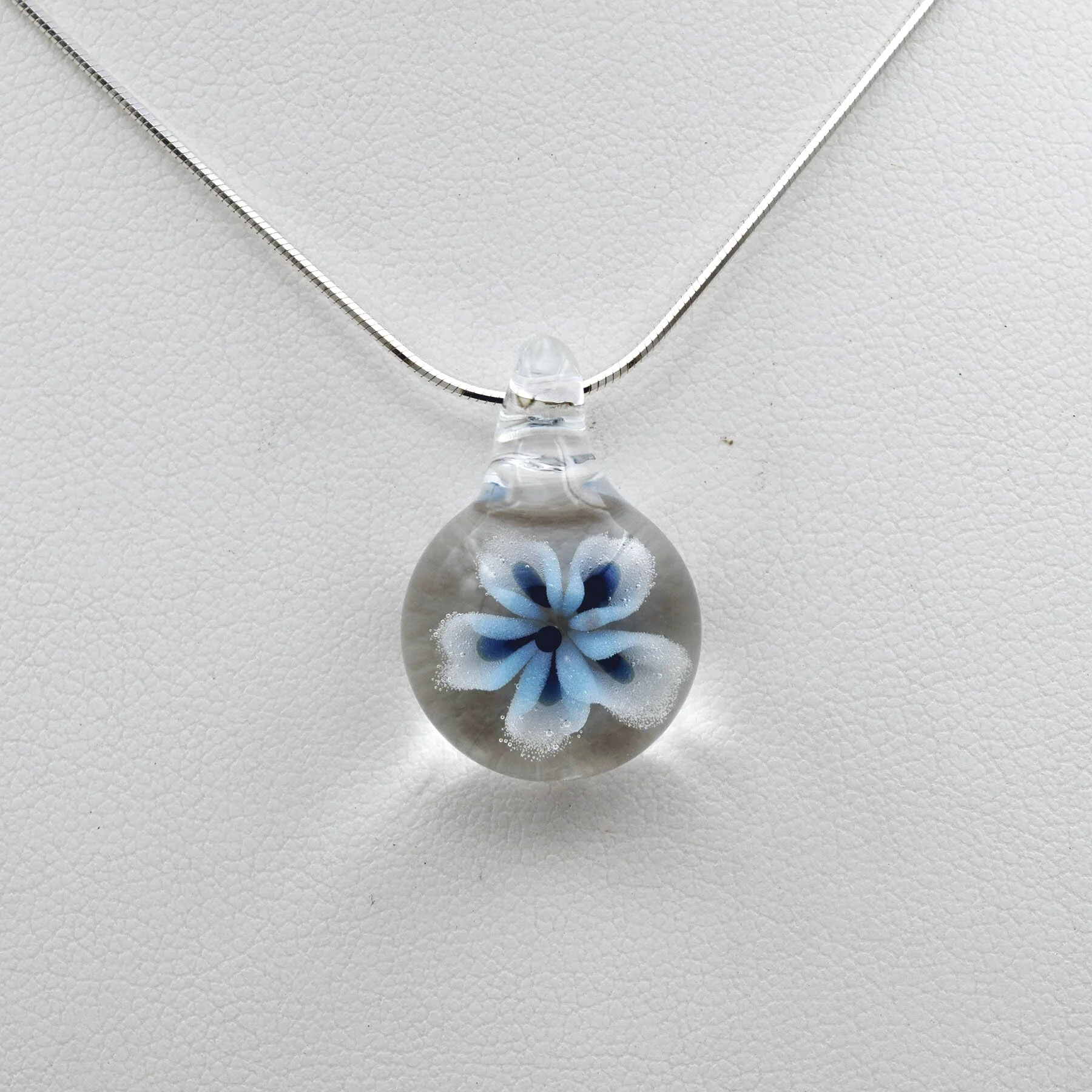 Glass flower pendant clearance necklace